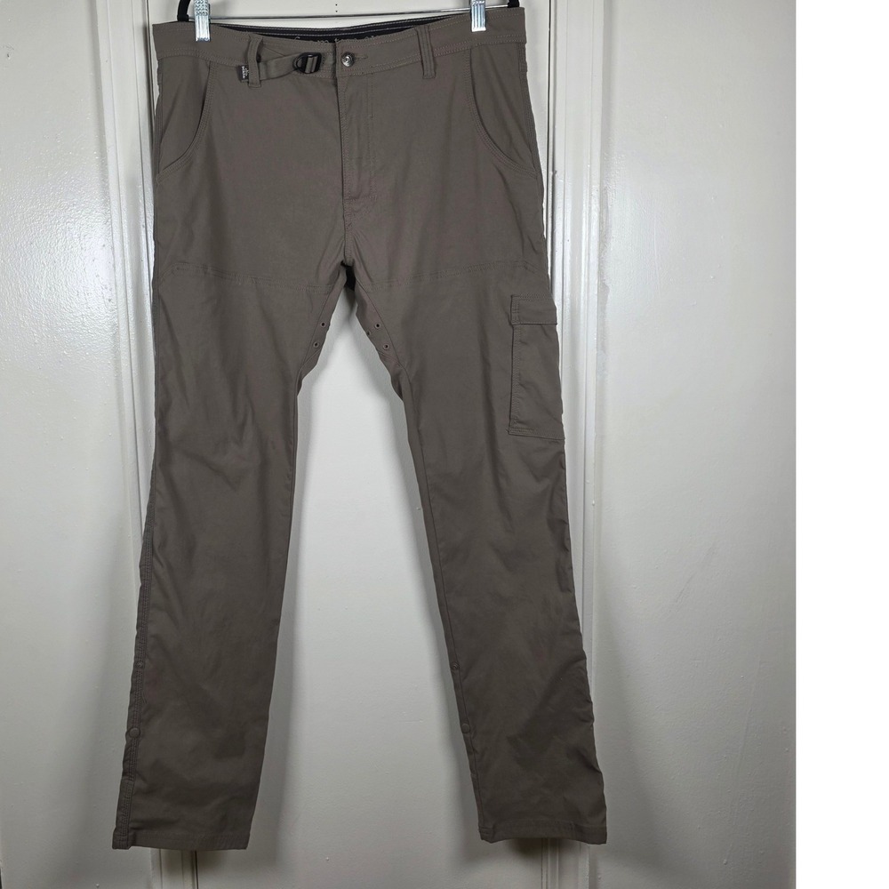 Prana Zion Straight Fit Hiking Pants Brown Mens 36x33 Stretch Cargo Outdoor Read